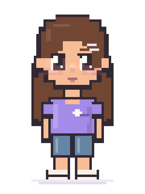 Pixel character in a pastel outfit